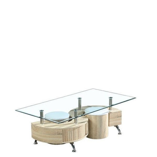 Τραπεζάκι Σαλονιού BROMELYA Διάφανο/Sonoma 130x70x45cm - Hippiehome.gr