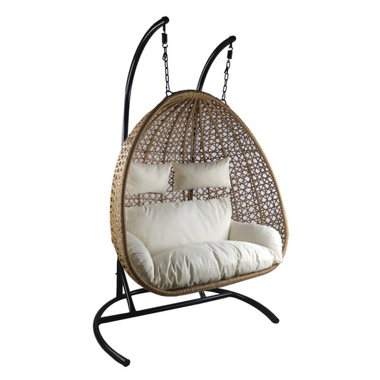 Κούνια Πολυθρόνα ABRONIUS Φυσικό Μέταλλο/Rattan 130x68x195cm - Hippiehome.gr