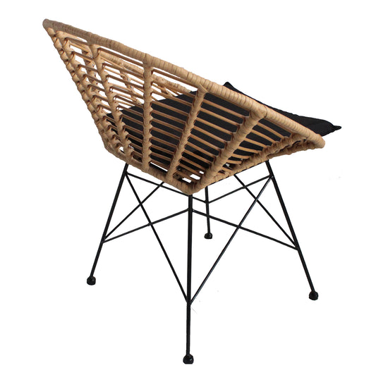 Καρέκλα Κήπου AELIUS Φυσικό/Μαύρο Μέταλλο/Rattan 72x62x78cm - Hippiehome.gr