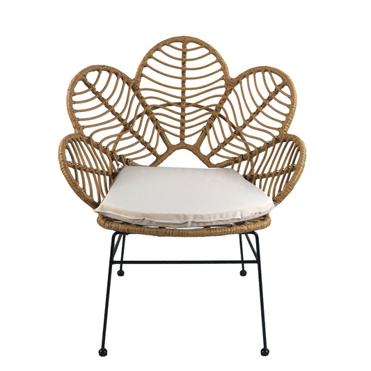 Καρέκλα Κήπου ALFIUS Φυσικό/Μαύρο Μέταλλο/Rattan 72x62x86cm - Hippiehome.gr