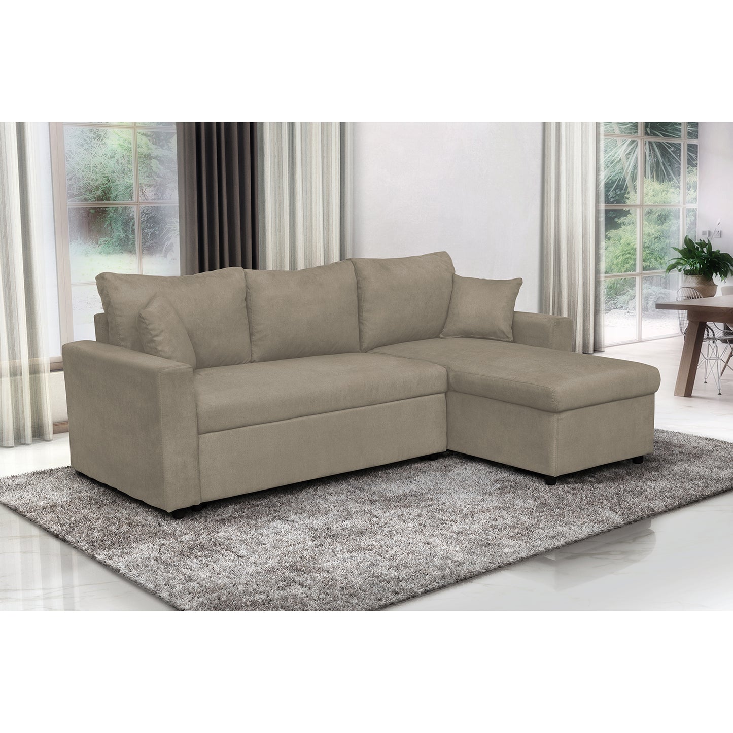 Καναπές Γωνιακός Αναστρέψιμος ULUA Μπεζ 225x148x81cm - Hippiehome.gr