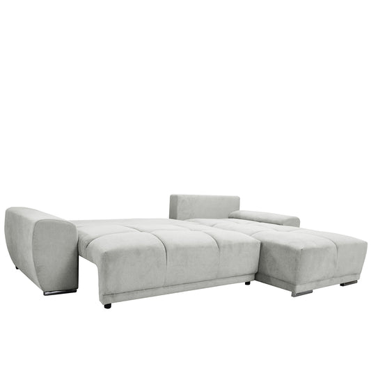 Καναπές Κρεβάτι Γωνιακός Δεξιά Γωνία AMARILLO Ανοιχτό Γκρι Με Σοκολά Μαξιλάρια 270x181x89cm - Hippiehome.gr