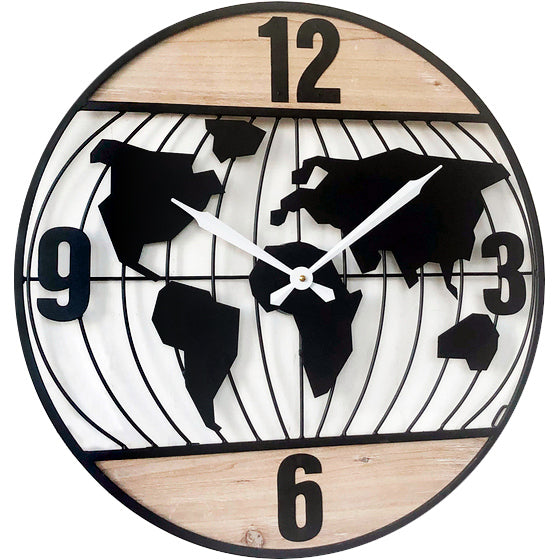 Ρολόι Τοίχου Ξύλο/Μέταλλο Φ60x4cm - Hippiehome.gr