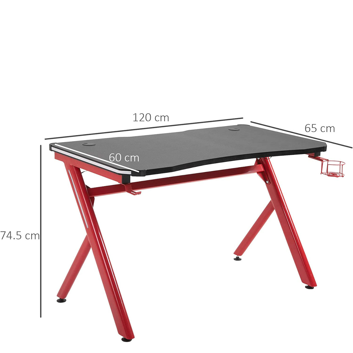 Γραφείο Gaming KENOBI RGB Μαύρο/Κόκκινο Ξύλο/Μέταλλο 120x65x75cm - Hippiehome.gr