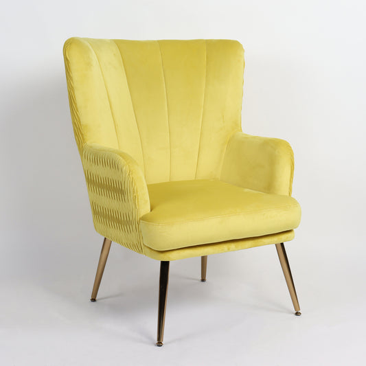 Πολυθρόνα KOLDENREE Κίτρινο Βελούδο/Μέταλλο/Ξύλο 74x72x91cm - Hippiehome.gr