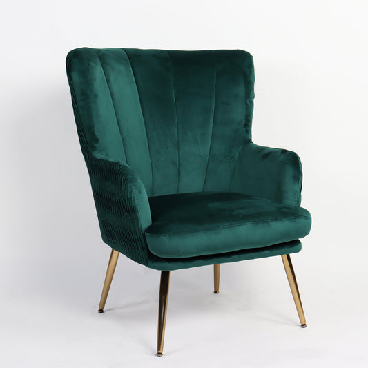 Πολυθρόνα KOLDENREE Πράσινο Βελούδο/Μέταλλο/Ξύλο 74x72x91cm - Hippiehome.gr