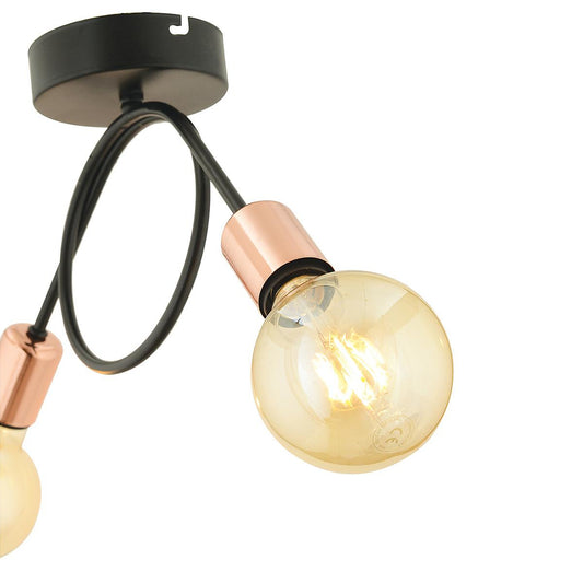 Φωτιστικό Κρεμαστό ZEYR Δίφωτο Μαύρο/Μπρονζέ Μέταλλο 45x30cm - Hippiehome.gr