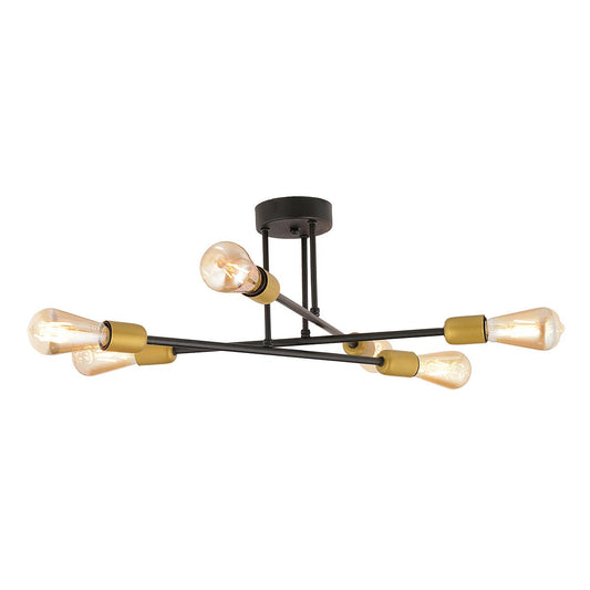 Φωτιστικό Κρεμαστό OCTO Πολύφωτο Μαύρο/Χρυσό Μέταλλο 55x23cm - Hippiehome.gr