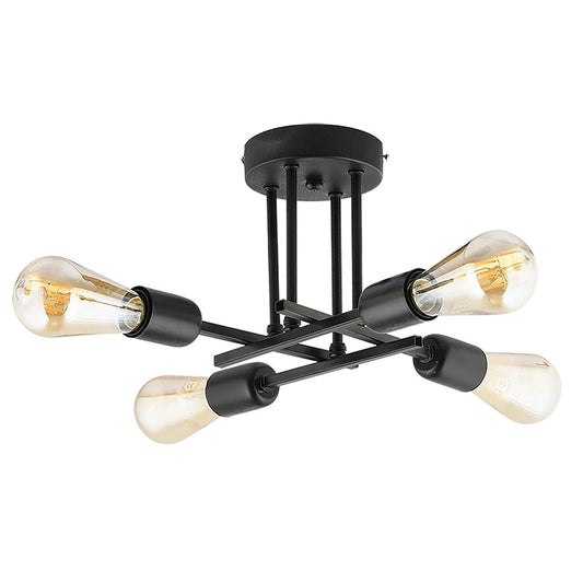 Φωτιστικό Κρεμαστό GLA Πολύφωτο Μαύρο Μέταλλο 35x15cm - Hippiehome.gr