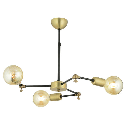 Φωτιστικό Κρεμαστό ISKE Τρίφωτο Αντικέ Μέταλλο 50x50cm - Hippiehome.gr