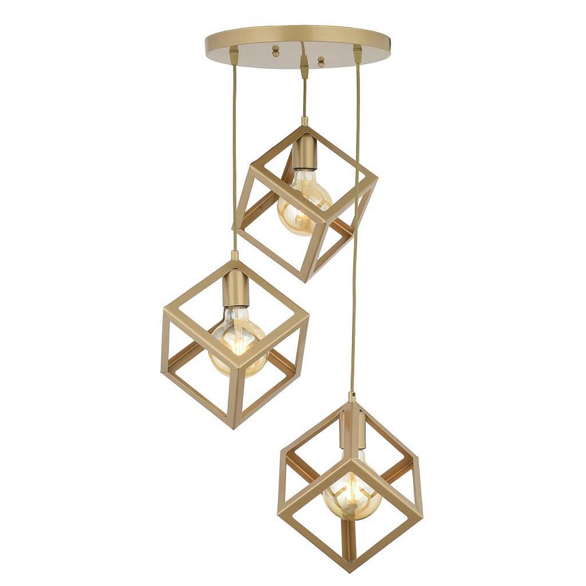 Φωτιστικό Κρεμαστό CU Τρίφωτο Αντικέ Μέταλλο 35x80cm - Hippiehome.gr