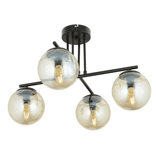 Φωτιστικό Κρεμαστό MAL Πολύφωτο Μαύρο Μέταλλο/Γυαλί 76x36cm - Hippiehome.gr