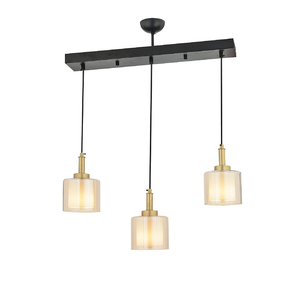 Φωτιστικό Κρεμαστό ARMO Τρίφωτο Αντικέ/Μελί Μέταλλο/Γυαλί 50x70cm - Hippiehome.gr