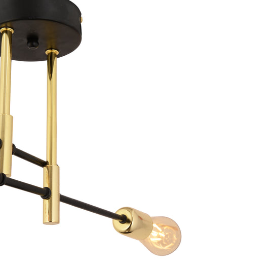 Φωτιστικό Κρεμαστό LISON Δίφωτο Χρυσό/Μαύρο Μέταλλο 58x25cm - Hippiehome.gr