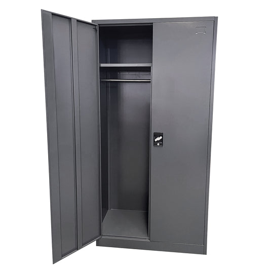 Ντουλάπα DWALIN Σκούρο Γκρι Μέταλλο 90x45x180cm - Hippiehome.gr