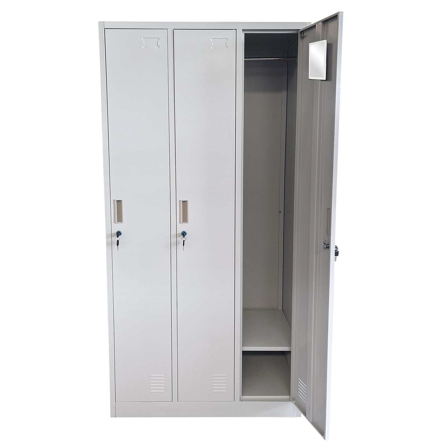 Ντουλάπα Τρίφυλλη EARWEN Ανοιχτό Γκρι Μέταλλο 90x45x185cm - Hippiehome.gr