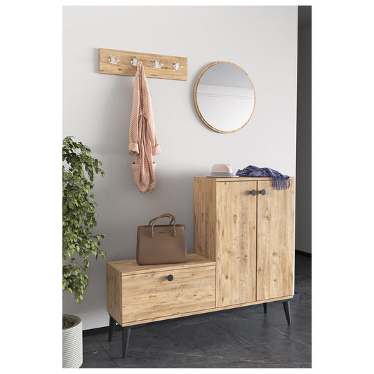 Έπιπλο Εισόδου Με Καθρέπτη ADEA Δρυς Μοριοσανίδα/Γυαλί 120x30x93cm - Hippiehome.gr