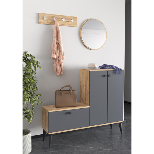 Έπιπλο Εισόδου Με Καθρέπτη ADEA Ανθρακί Μοριοσανίδα/Γυαλί 120x30x93cm - Hippiehome.gr