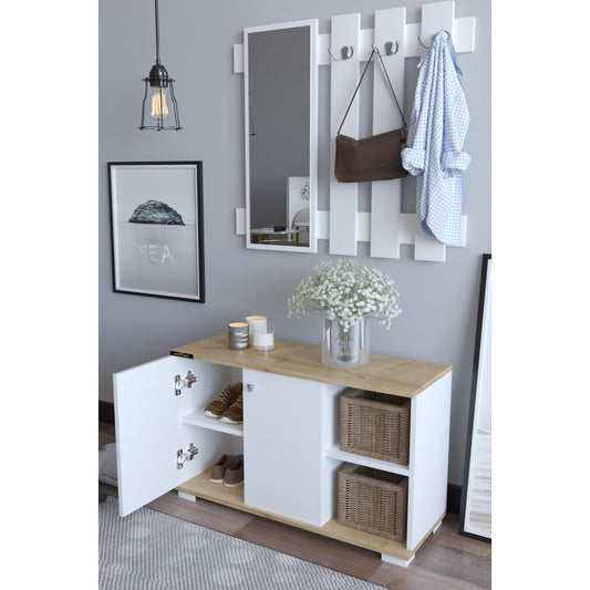 Έπιπλο Εισόδου Με Καθρέπτη BOKANG Δρυς Μοριοσανίδα/Γυαλί 90x33x90cm - Hippiehome.gr