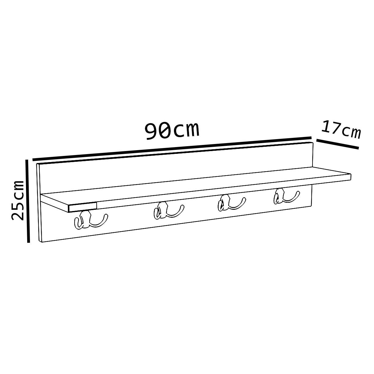 Ράφι Τοίχου LERATO Cordoba Μοριοσανίδα 90x17x25cm - Hippiehome.gr
