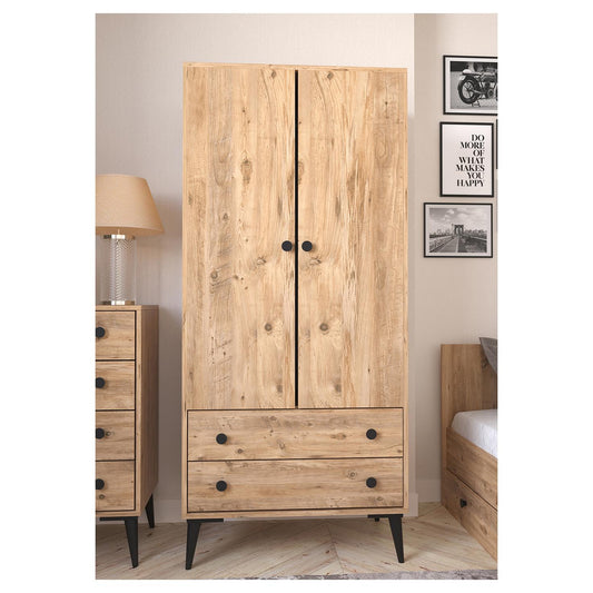 Ντουλάπα Δίφυλλη AMARI Δρυς Μοριοσανίδα 82x48x180cm - Hippiehome.gr