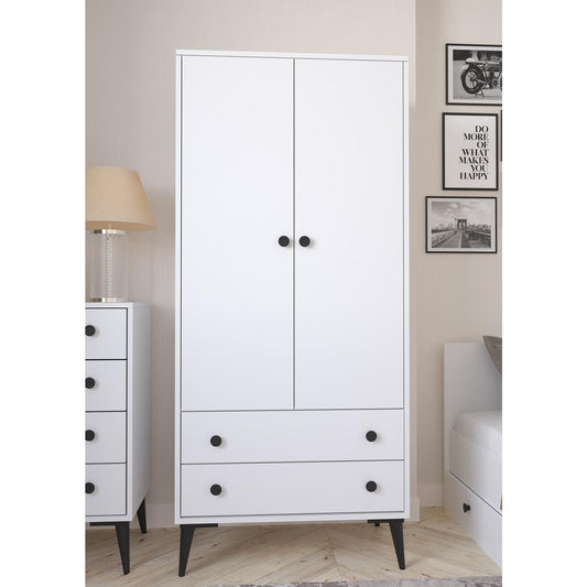 Ντουλάπα Δίφυλλη AMARI Λευκό Μοριοσανίδα 82x48x180cm - Hippiehome.gr
