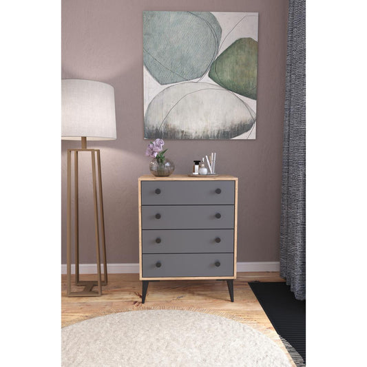 Συρταριέρα AMARI Δρυς/Ανθρακί Μοριοσανίδα 72x43x96cm - Hippiehome.gr