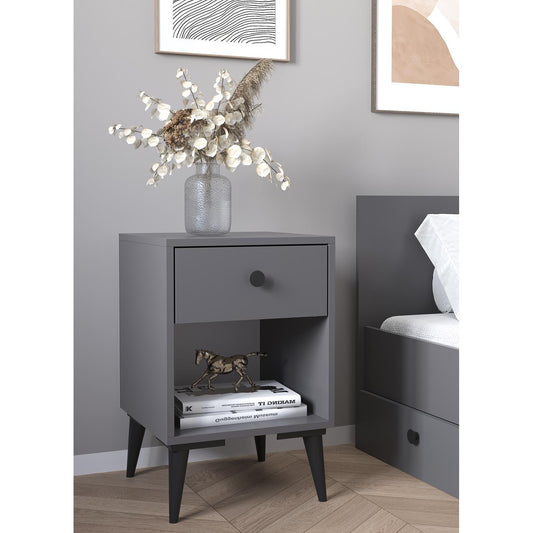 Κομοδίνο AMARI Ανθρακί Μοριοσανίδα 43x43x67.5cm - Hippiehome.gr