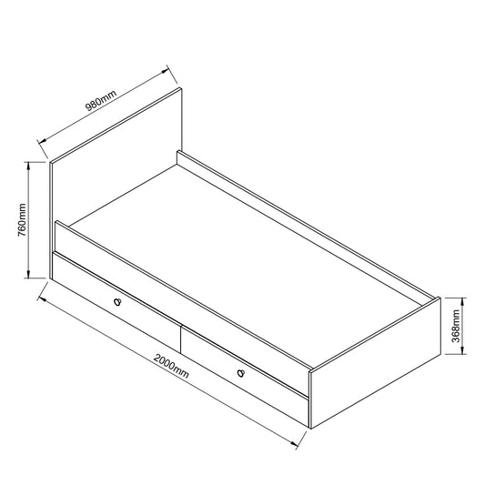 Κρεβάτι Μονό AMARI Βελανιδί Μοριοσανίδα 200x98cm - Hippiehome.gr