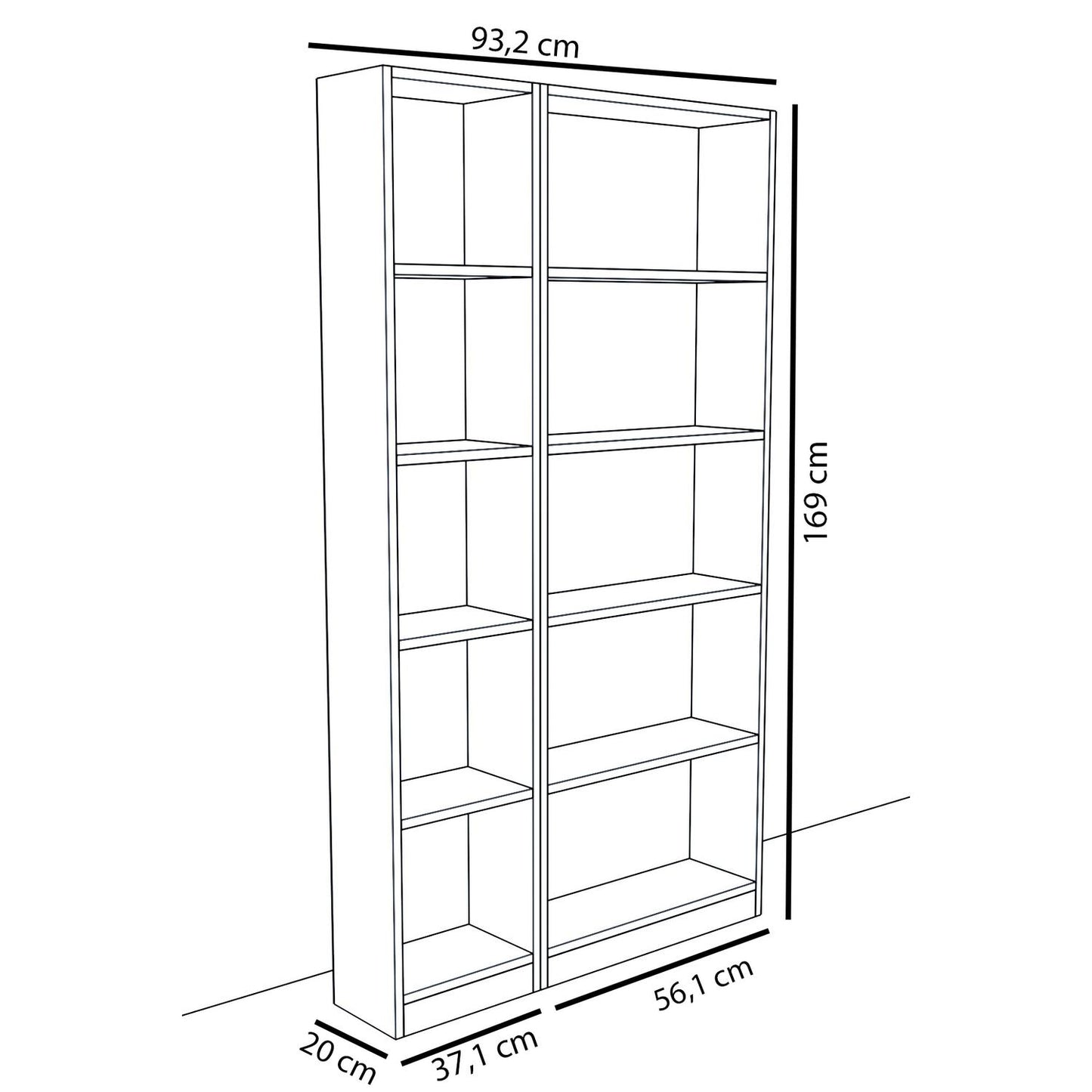 Βιβλιοθήκη ABEBA Λευκό Μοριοσανίδα 93.2x20x169cm - Hippiehome.gr