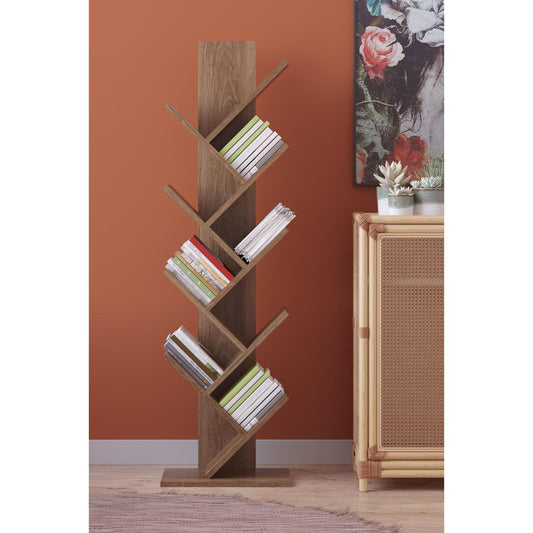 Βιβλιοθήκη AZIZI Καρυδί Μοριοσανίδα 35x19.5x130cm - Hippiehome.gr