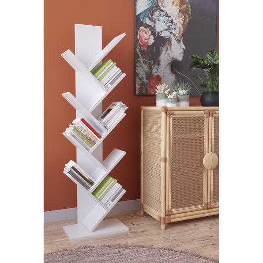 Βιβλιοθήκη AZIZI Λευκό Μοριοσανίδα 35x19.5x130cm - Hippiehome.gr
