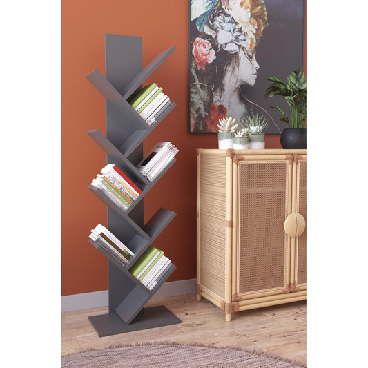 Βιβλιοθήκη AZIZI Ανθρακί Μοριοσανίδα 35x19.5x130cm - Hippiehome.gr