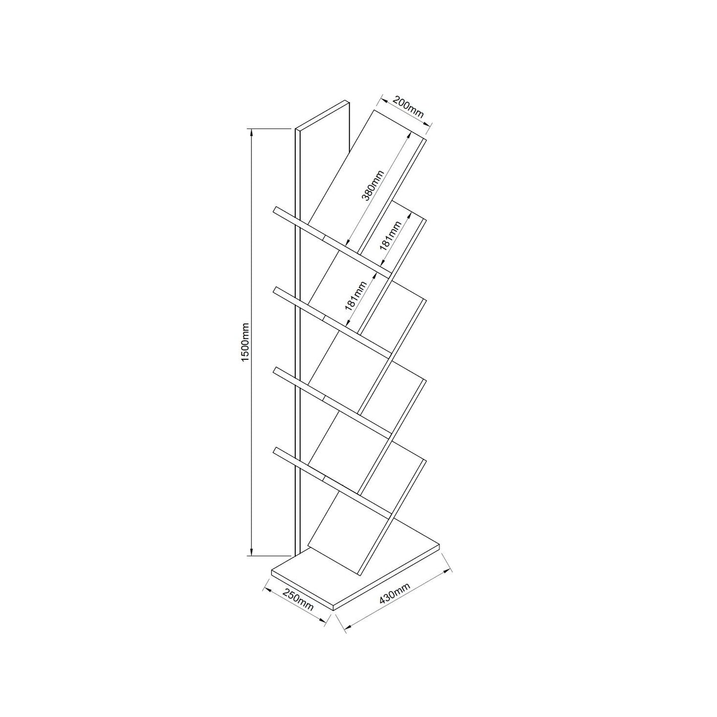Βιβλιοθήκη AZIZI Ανθρακί Μοριοσανίδα 35x19.5x130cm - Hippiehome.gr