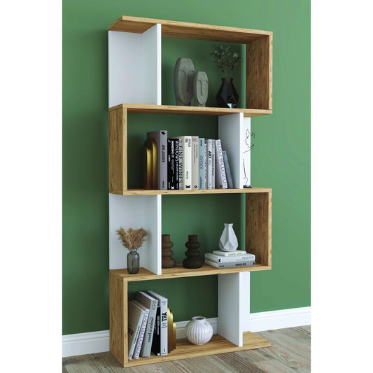 Βιβλιοθήκη CHIUMBO Δρυς/Λευκό Μοριοσανίδα 72x22x147cm - Hippiehome.gr