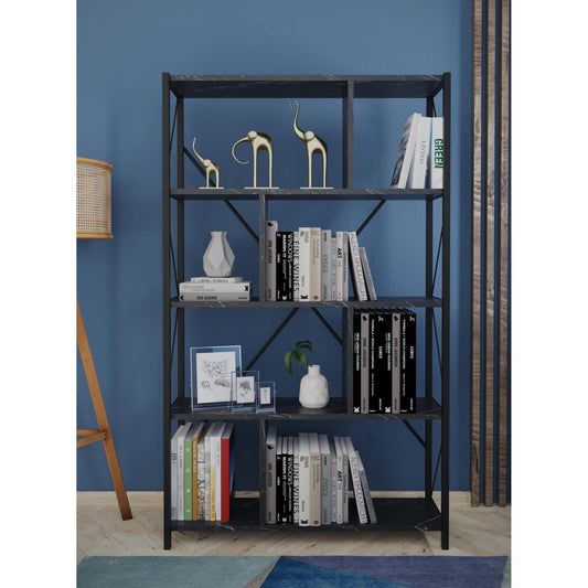 Βιβλιοθήκη JUMA Μαύρο Μοριοσανίδα 90x26x150cm - Hippiehome.gr