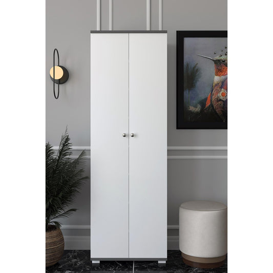 Ντουλάπι ROSELINE Λευκό/Ανθρακί Μοριοσανίδα 50x30x183cm - Hippiehome.gr