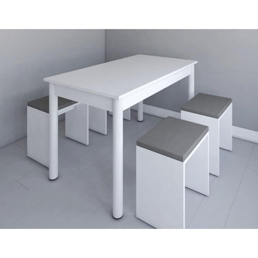 Σετ Τραπεζαρίας (4+1) DARLINE Λευκό Μοριοσανίδα 110x70x74cm - Hippiehome.gr