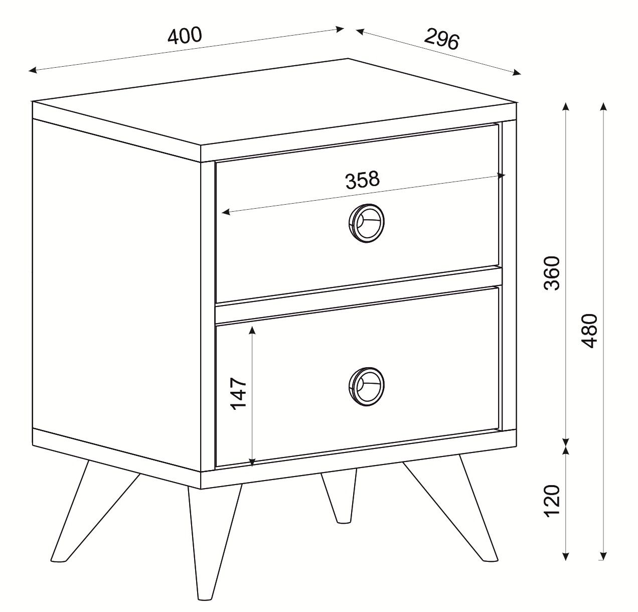 Κομοδίνο KALYMNOS Καρυδί Με Σχέδιο 40x30x48cm - Hippiehome.gr