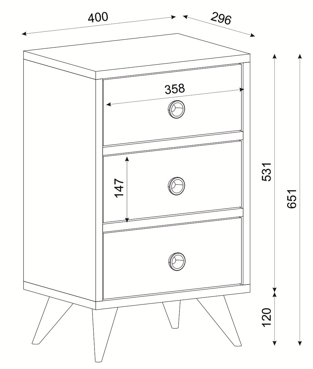 Κομοδίνο KALYMNOS Καρυδί Με Σχέδιο 40x30x65cm - Hippiehome.gr