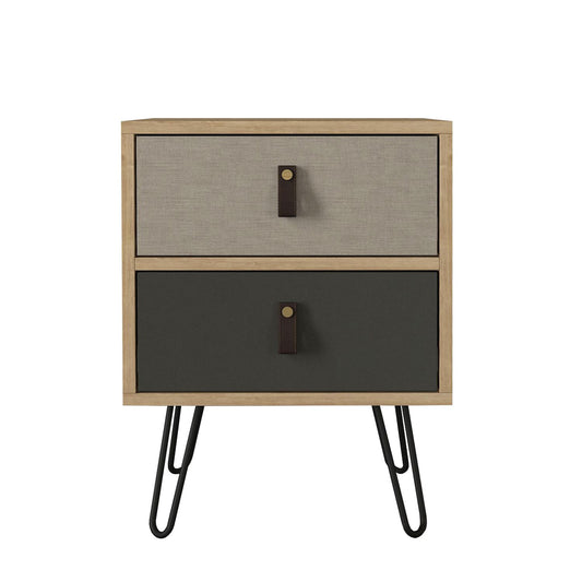 Κομοδίνο TILOS Φυσικό/Ανθρακί/Ανοιχτό Καφέ 45x39x60cm - Hippiehome.gr