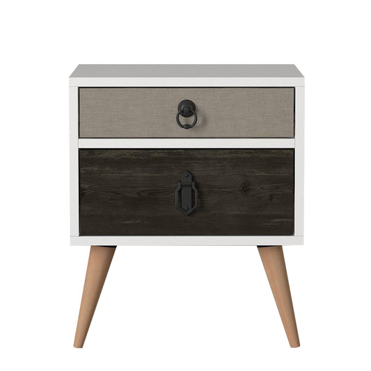 Κομοδίνο KIMOLOS Λευκό/Φυσικό/Καφέ 45x30x52cm - Hippiehome.gr