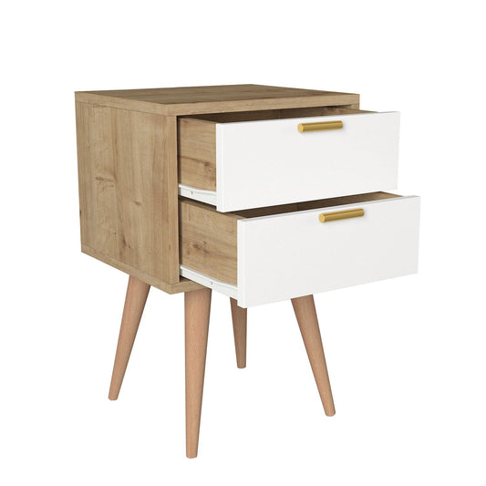 Κομοδίνο KITHIRA Φυσικό/Λευκό Μελαμίνη 40x35x61cm - Hippiehome.gr