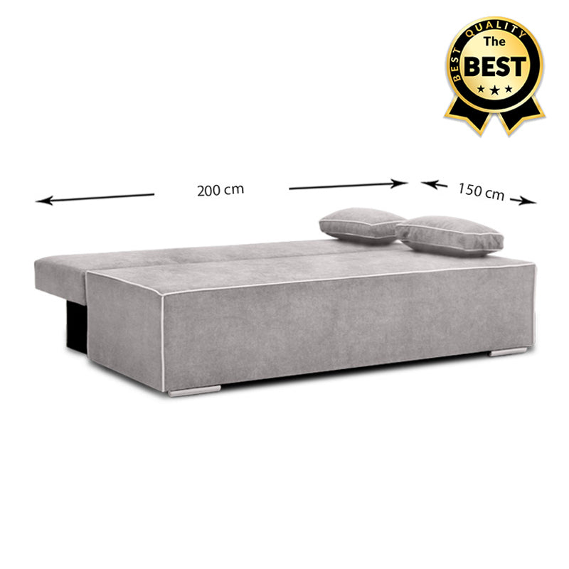 Καναπές - κρεβάτι Mateo Megapap τριθέσιος με αποθηκευτικό χώρο σε χρώμα ανοιχτό γκρι 200x99x88εκ. - Hippiehome.gr