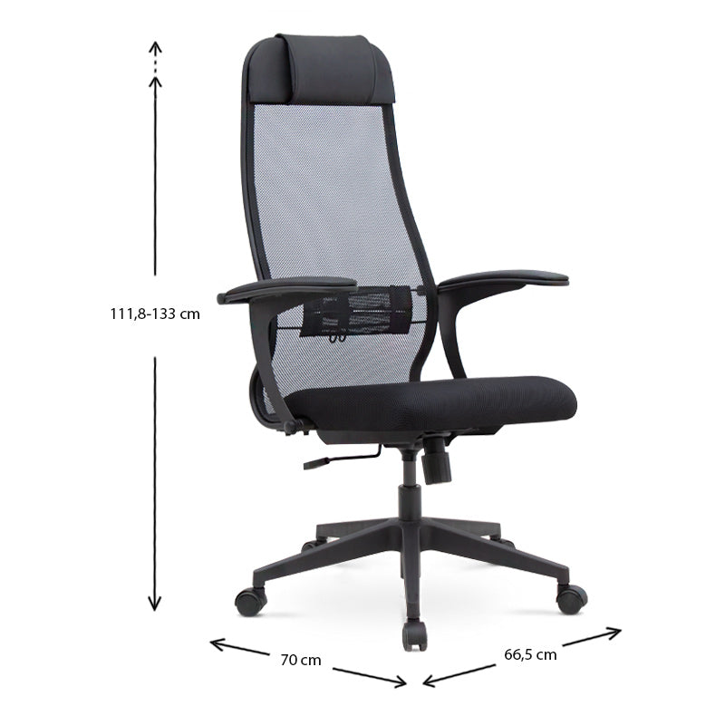 Καρέκλα γραφείου εργονομική Antonio Megapap με ύφασμα Mesh χρώμα μαύρο 66,5x70x111,8/133εκ. - Hippiehome.gr