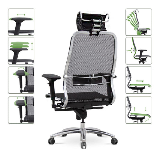 Καρέκλα γραφείου εργονομική Samurai-4 Megapap με ύφασμα Mesh σε μαύρο 70x70x124/134εκ. - Hippiehome.gr