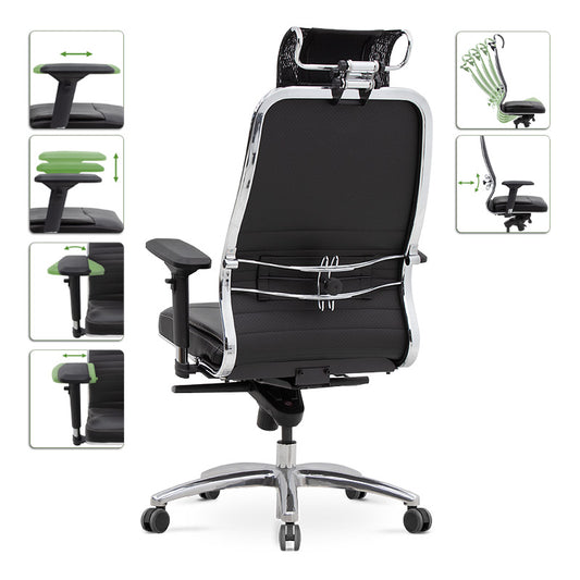 Καρέκλα γραφείου εργονομική Samurai-5 Megapap από τεχνόδερμα σε μαύρο 70x70x124/134εκ. - Hippiehome.gr