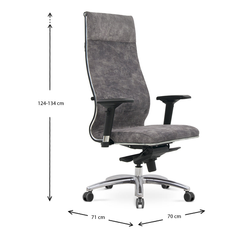 Καρέκλα γραφείου Samurai Lux εργονομική με ύφασμα velour χρώμα marble γκρι 70x70x124/134εκ. - Hippiehome.gr