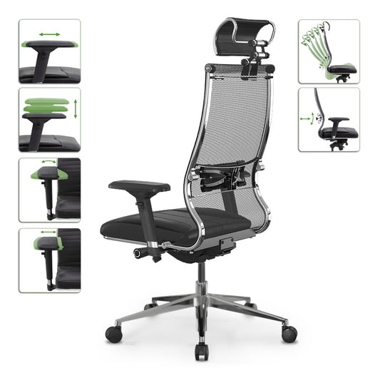 Καρέκλα γραφείου Samurai L2-6D Megapap εργονομική με ύφασμα TS Mesh και τεχνόδερμα χρώμα μαύρο 69x70x125/137εκ. - Hippiehome.gr