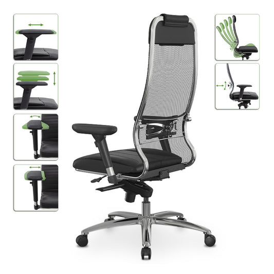 Καρέκλα γραφείου Samurai L1-2D Megapap εργονομική με ύφασμα TS Mesh και τεχνόδερμα χρώμα μαύρο 69x70x122/130εκ. - Hippiehome.gr